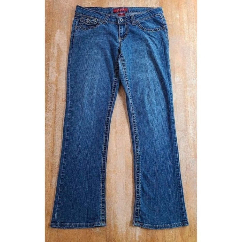 ABM Jeans Size 7 Stretch Bootcut Medium Wash Embroidered Jeans